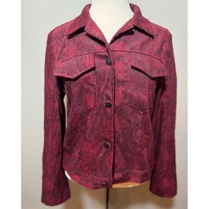 Vintage Alternative Grunge Snakeskin Print Jacket‎  Button Up Coat Medium
